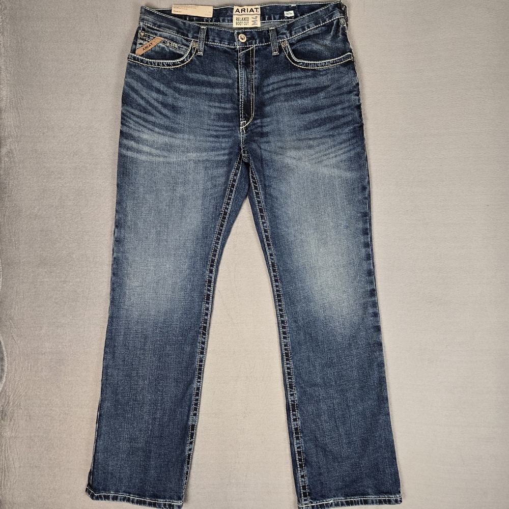Ariat Jeans Mens 36x34 Blue M4 Relaxed Stretch Adkins Boot Cut Denim Turnout NWT